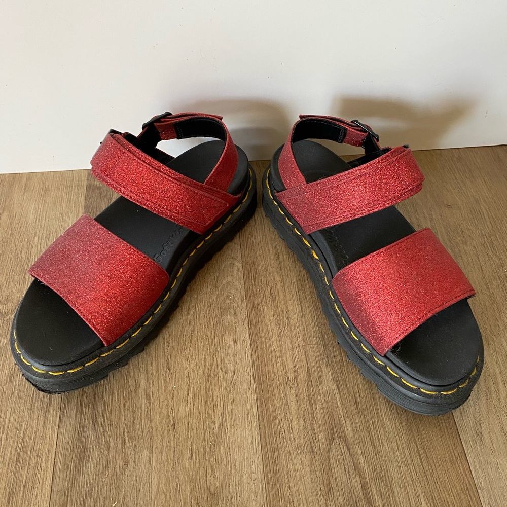 Dr. Martens Red Strap Sandals
Shining red